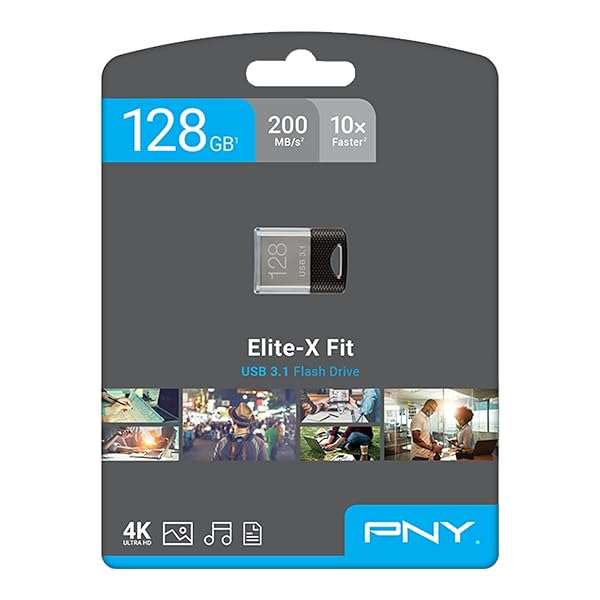 PNY PNY 128GB Elite-X Fit USB 3.1 Flash Drive - 200MB/s Speed, Compact Silver Design - View 9 of 9