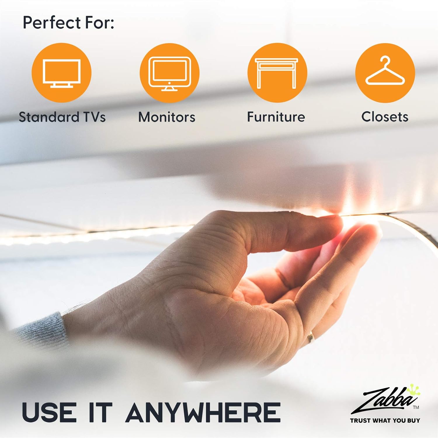 Power Practical "Power Practical LED TV Backlight: USB Strips with Remote & 15 Color Options for 30"-40" TVs - Perfect for Living Room & Bedroom Ambiance" - View 8 of 9