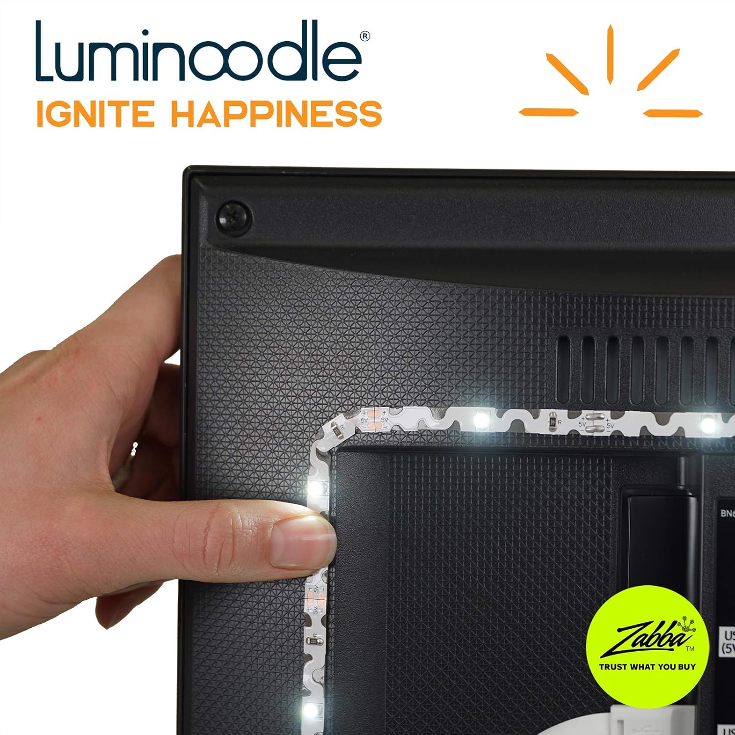 Power Practical "Power Practical LED TV Backlight: USB Strips with Remote & 15 Color Options for 30"-40" TVs - Perfect for Living Room & Bedroom Ambiance" - View 9 of 9