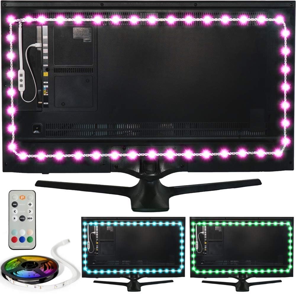 Power Practical "Power Practical LED TV Backlight: USB Strips with Remote & 15 Color Options for 30"-40" TVs - Perfect for Living Room & Bedroom Ambiance"