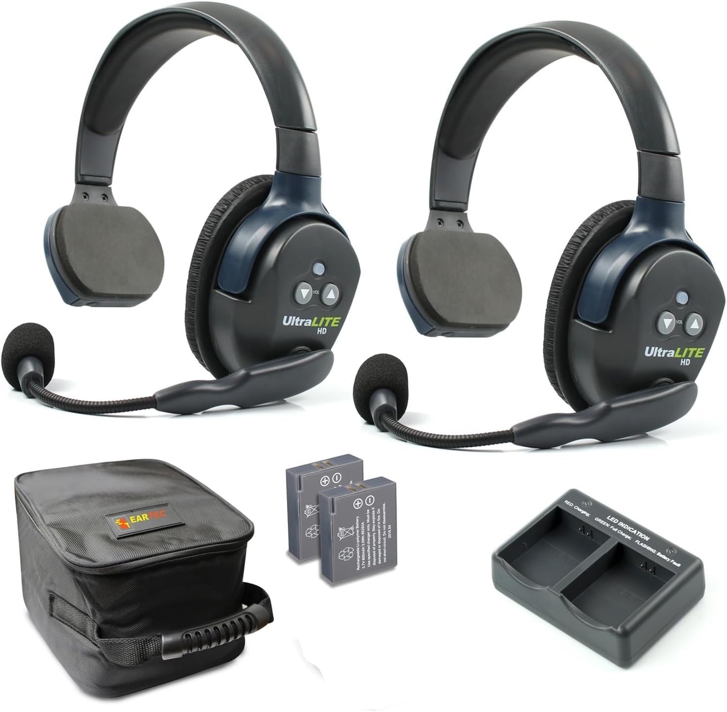 Eartec UL2S UltraLITE 2 Person Communication System with 2 Single Headsets for Clear Audio