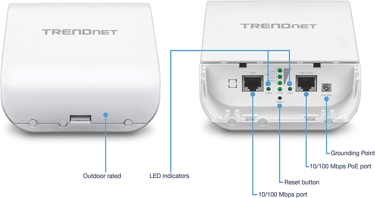TRENDnet TRENDnet 10dBi Wireless N300 Outdoor PoE Point-to-Point Bridge Kit with 2 Pre-configured Access Points and IPX6 Rated Housing - View 3 of 9