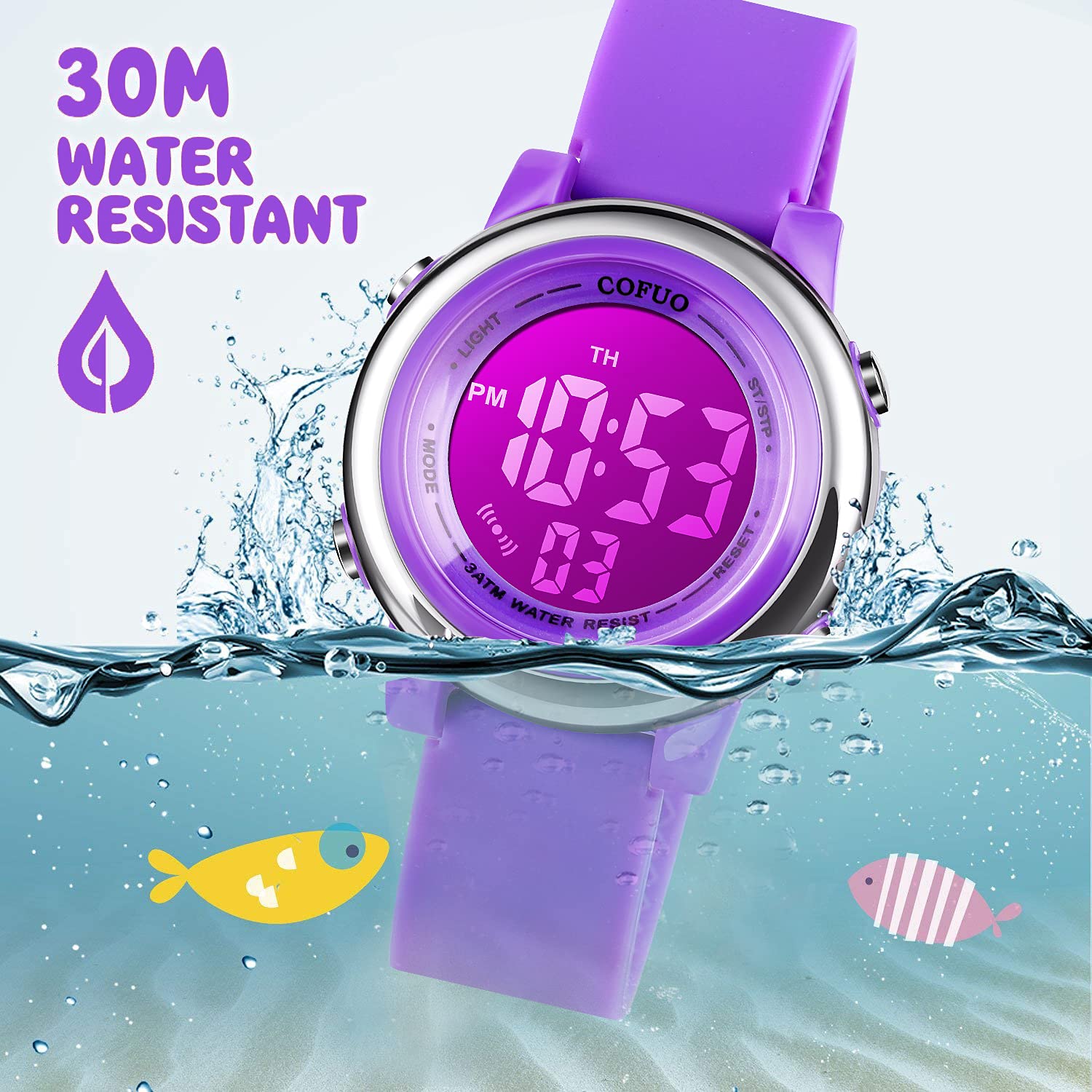 cofuo Cofuo Kids Digital Sport Waterproof Watch for Girls and Boys with LED Alarm Stopwatch Perfect for Outdoor Activities - View 4 of 7