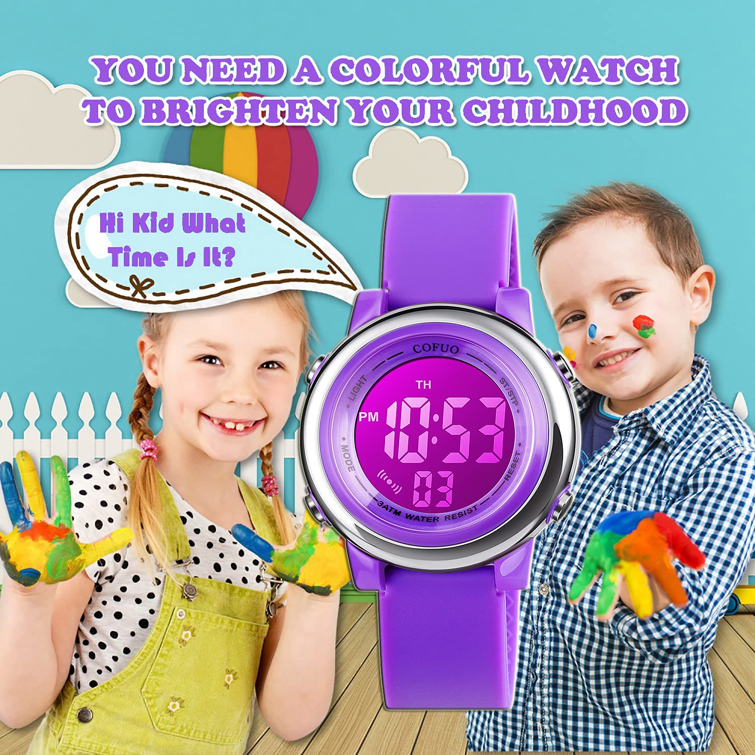 cofuo Cofuo Kids Digital Sport Waterproof Watch for Girls and Boys with LED Alarm Stopwatch Perfect for Outdoor Activities - View 6 of 7