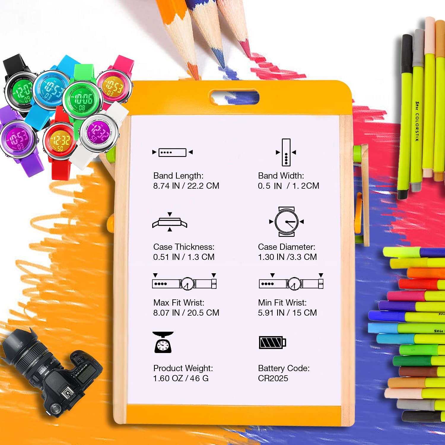 cofuo Cofuo Kids Digital Sport Waterproof Watch for Girls and Boys with LED Alarm Stopwatch Perfect for Outdoor Activities - View 7 of 7