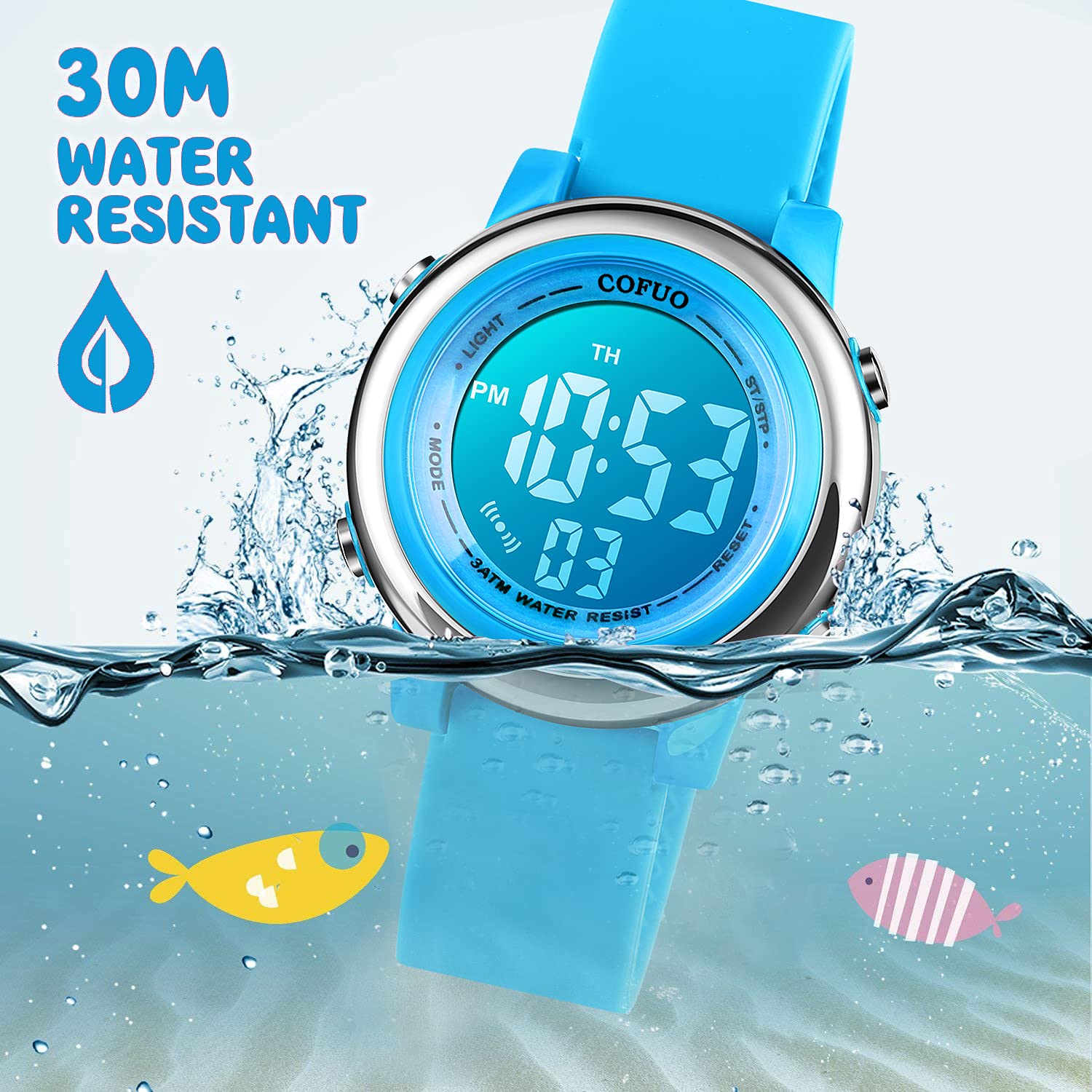 cofuo Cofuo Kids Digital Sport Waterproof Watch for Girls and Boys with LED Alarm Stopwatch Perfect for Outdoor Activities - View 4 of 7
