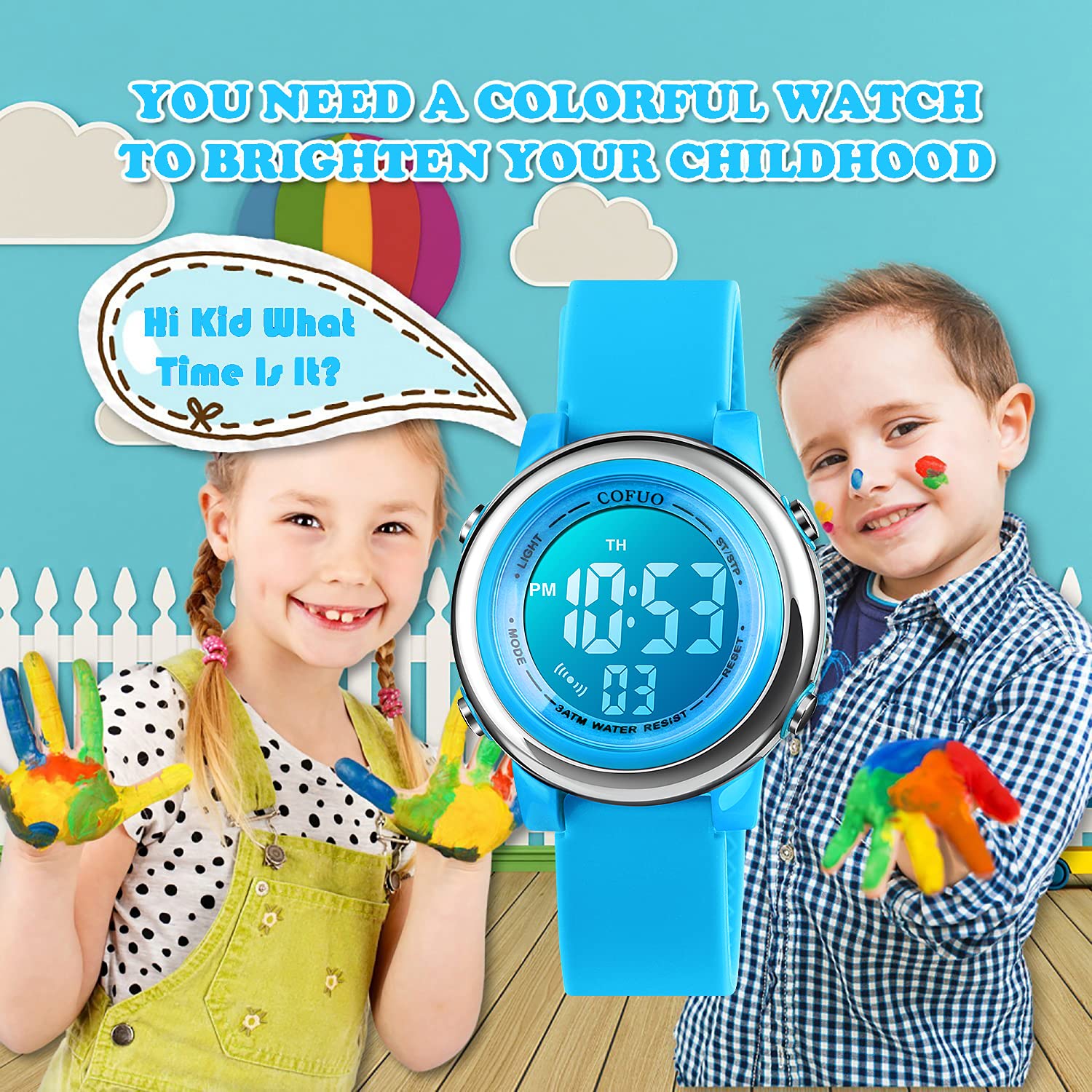 cofuo Cofuo Kids Digital Sport Waterproof Watch for Girls and Boys with LED Alarm Stopwatch Perfect for Outdoor Activities - View 6 of 7