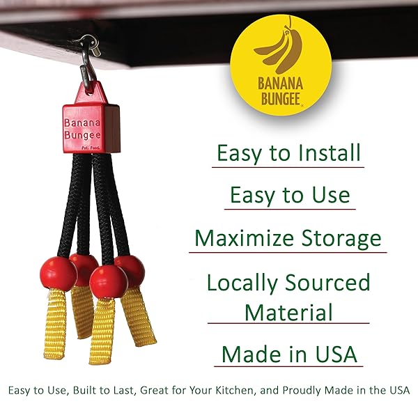 Banana Bungee Banana Bungee Red Banana Hook Holder Made in USA Ideal for Multiple Bunches or Single Banana Hanger - View 3 of 8