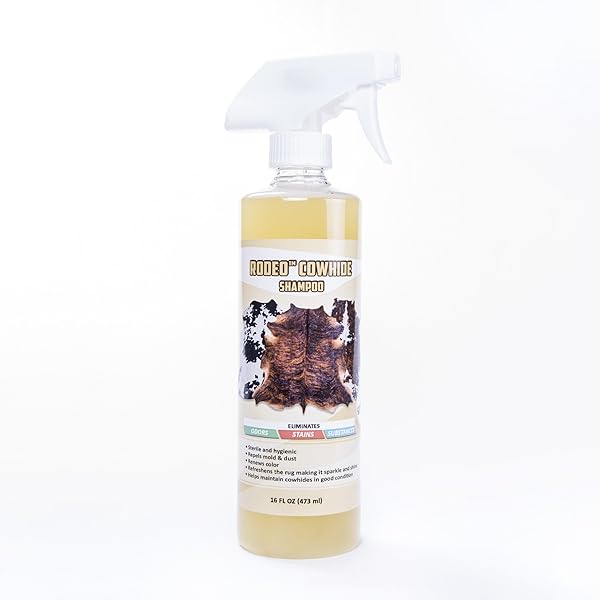 rodeo Rodeo Cowhide Rug Cleaning Solution Shampoo Deep Cleaner for Hide Rugs Upholstery Lemon Scent USA Made 16oz