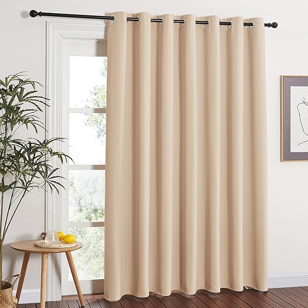 NICETOWN NICETOWN Extra Wide Patio Door Curtain - Energy Efficient & Noise Reducing Grommet Drapes in Biscotti Beige (W100 x L84)