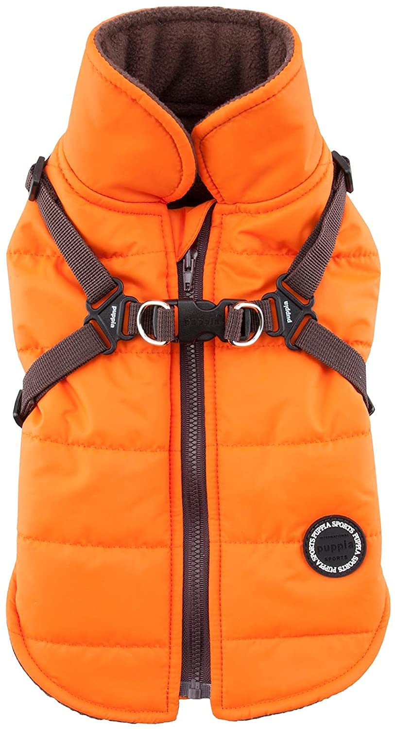 Puppia Puppia Mountaineer Winter Dog Coat with Harness Waterproof Warm Fleece for Small Medium Dogs Orange Large
