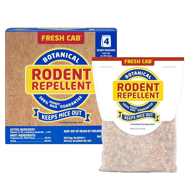 Fresh Cab Fresh Cab Botanical Rodent Repellent - 5 EPA Registered Scent Pouches to Keep Mice Away