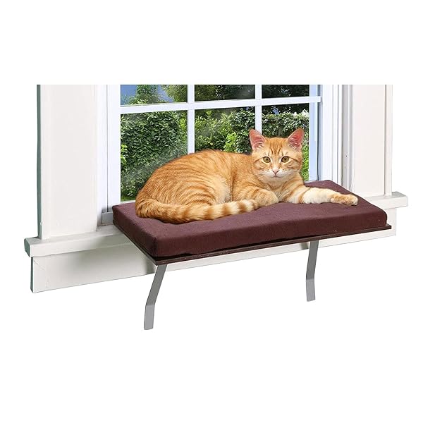Pet Prime Sunny Kitty Window Perch Seat: Cozy Fleece Cushion & Washable Shelf for Cats