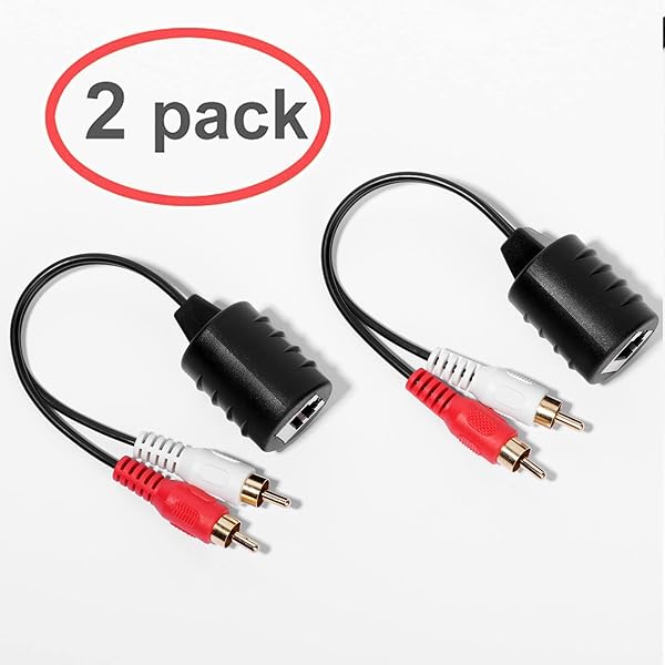 Relper-Lineso Relper Lineso 2 Pack Gold Plated Stereo RCA to RCA Audio Signal Over Cat5 6 Cable - View 2 of 6