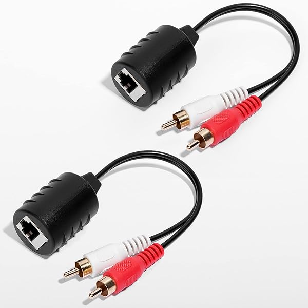 Relper-Lineso Relper Lineso 2 Pack Gold Plated Stereo RCA to RCA Audio Signal Over Cat5 6 Cable