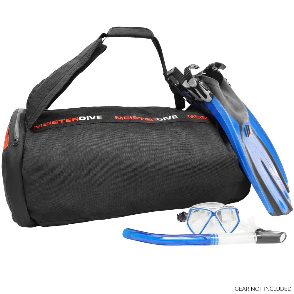 Meister Meister Mesh Duffel Backpack Dive Bag with Dry Pocket for Scuba and Snorkeling Black X-Large 29x15x15 Versatile Design - View 4 of 4