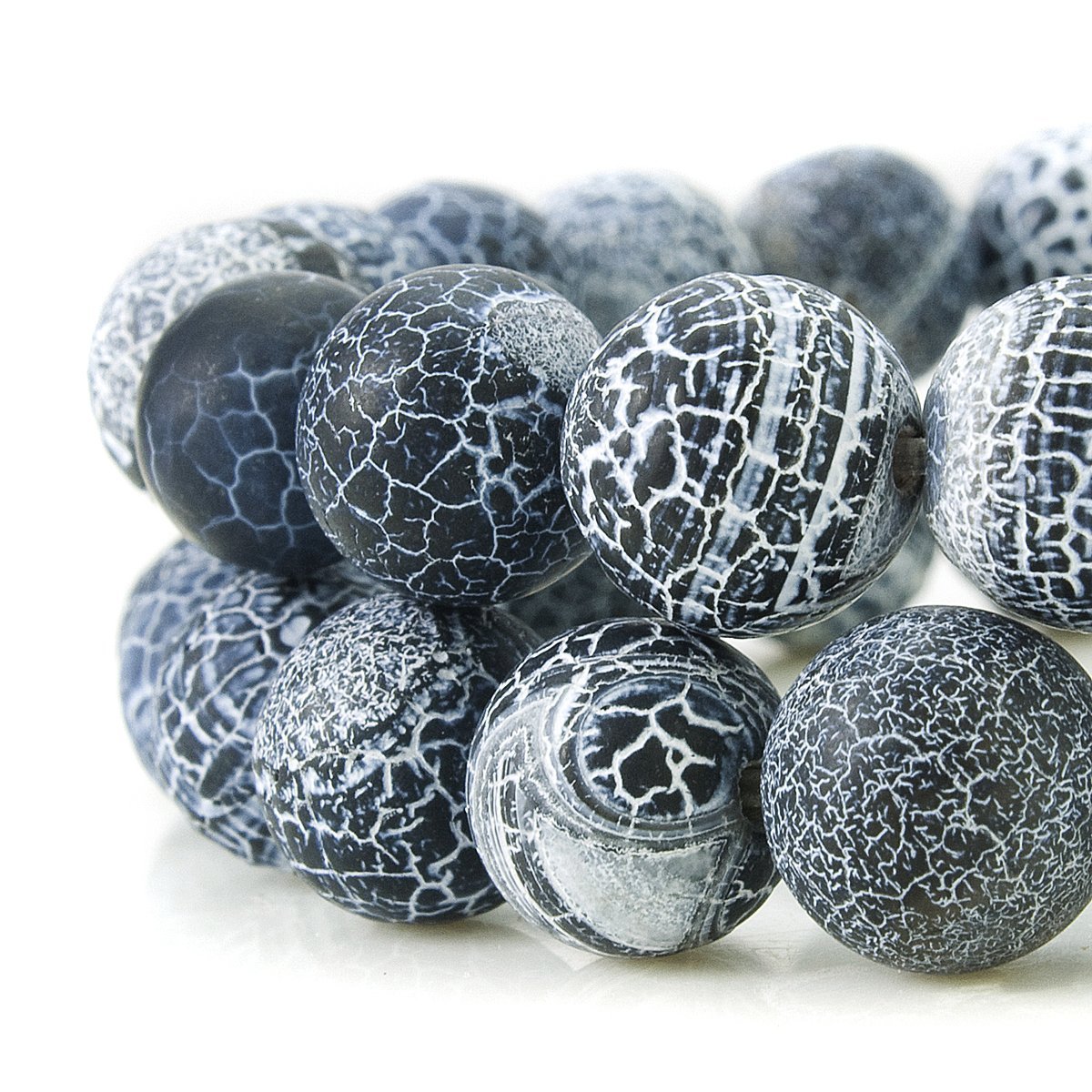 BEADNOVA BEADNOVA 10mm Black Frosted Agate Beads - Unpolished Matte Gemstone Strand for Jewelry Making - View 3 of 7