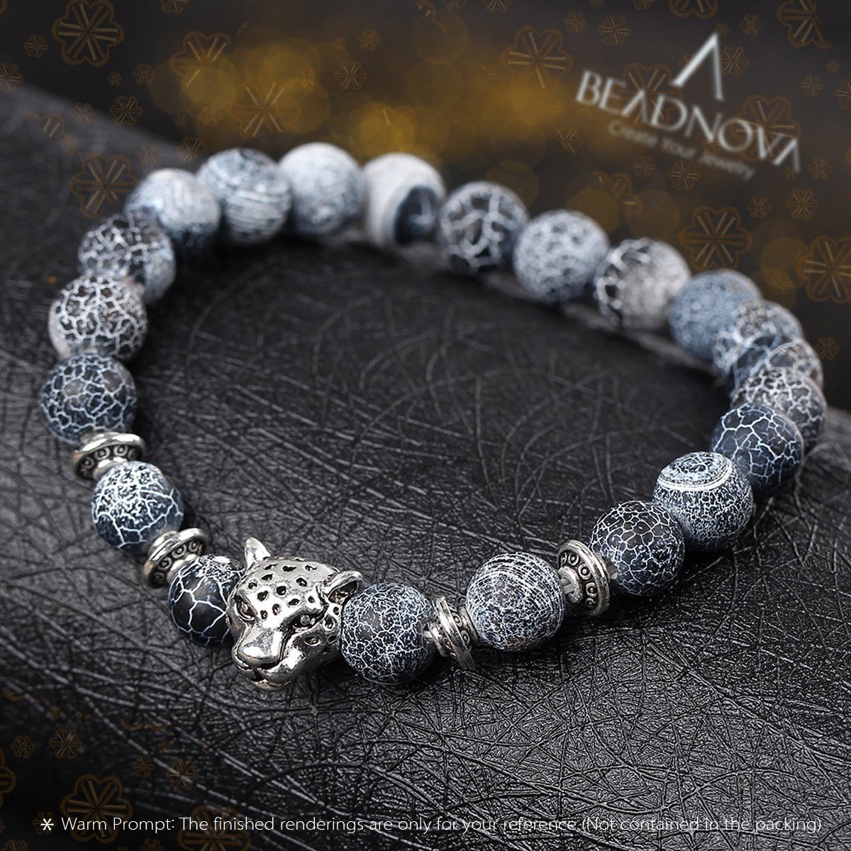 BEADNOVA BEADNOVA 10mm Black Frosted Agate Beads - Unpolished Matte Gemstone Strand for Jewelry Making - View 5 of 7