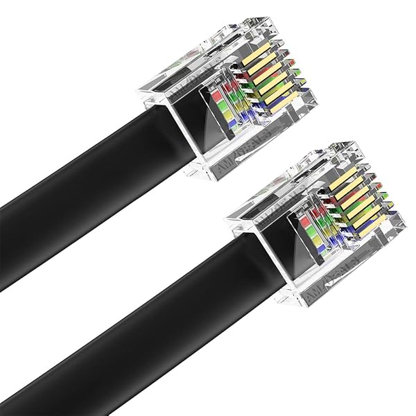 AmzPRO AmzDeals 2-Pack 3ft RJ12 6P6C Phone Line Cord - Pro Grade Data & Voice Cable, Made in USA