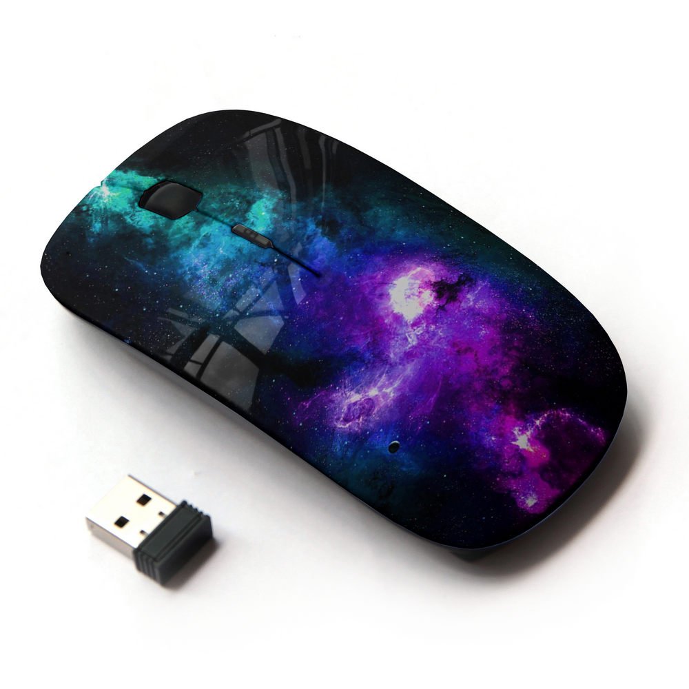 KOOLmouse Optical 2.4G Wireless Mouse NEON Purple Blue Galaxy for Fast and Precise Navigation