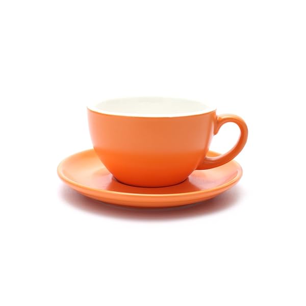 Coffeezone Coffeezone Americano Cup & Saucer Set - Matte Orange 8.5 oz for Latte Art & Cappuccino Lovers