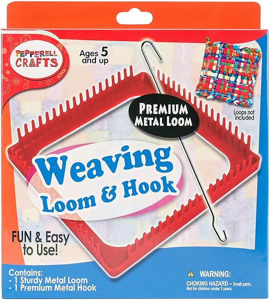 Pepperell Crafts Pepperell Metal Loom & Hook Set in Azalea Pink - Perfect for Crafting & Weaving Projects