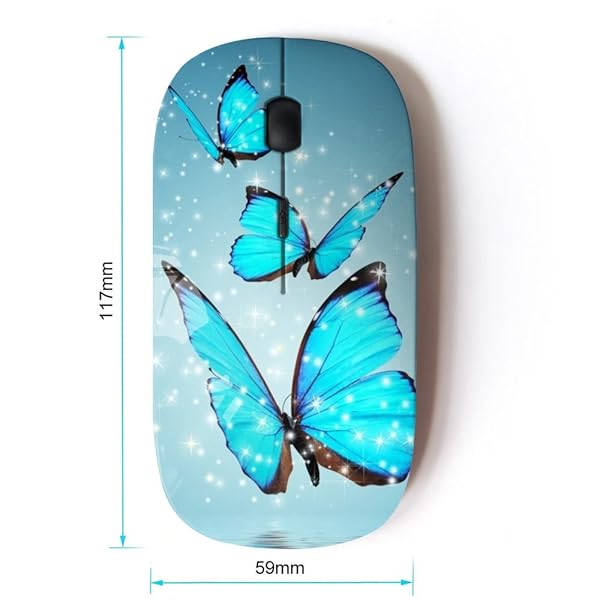 KOOLmouse KOOLmouse Optical 2.4G Wireless Mouse Blue Sparkling Butterfly Design for Stylish and Comfortable Use - View 4 of 5