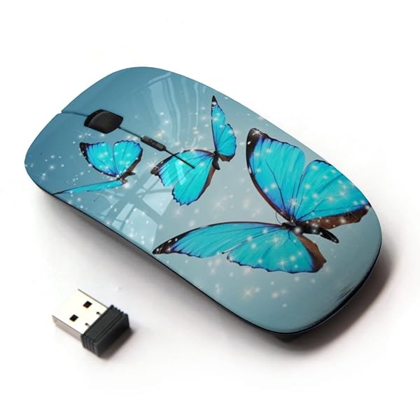 KOOLmouse KOOLmouse Optical 2.4G Wireless Mouse Blue Sparkling Butterfly Design for Stylish and Comfortable Use - View 3 of 5