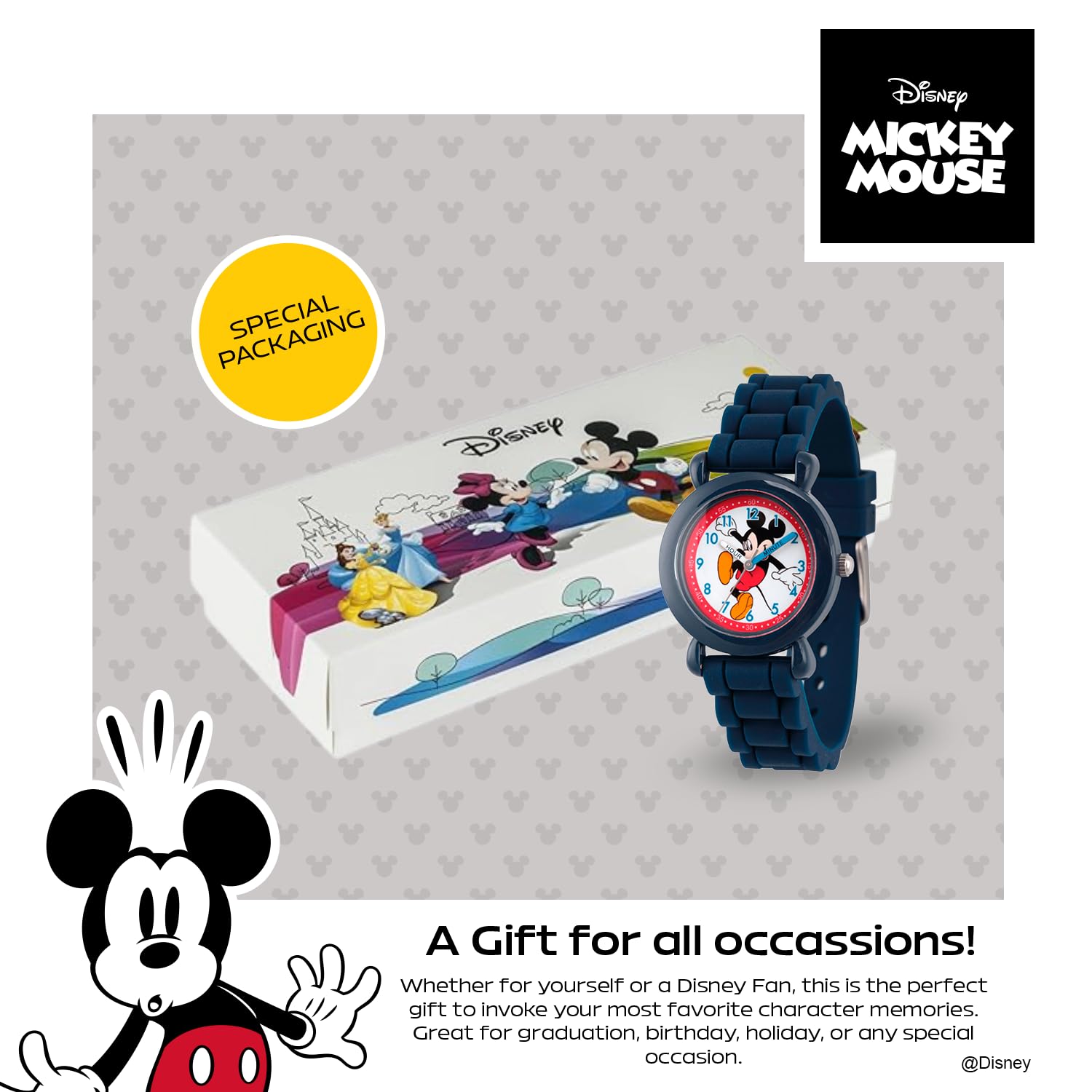 Disney Disney Mickey Mouse Kids Plastic Time Teacher Analog Quartz Watch Navy Silicone Strap - View 6 of 6