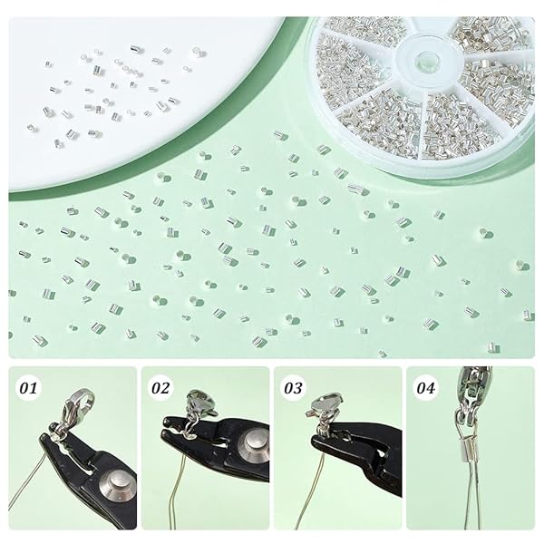 PH PandaHall PH PandaHall 3000 Pcs Crimp Tube Beads 1.5mm 2mm 2.5mm Brass Cord End Caps for DIY Jewelry Making Silver - View 5 of 7