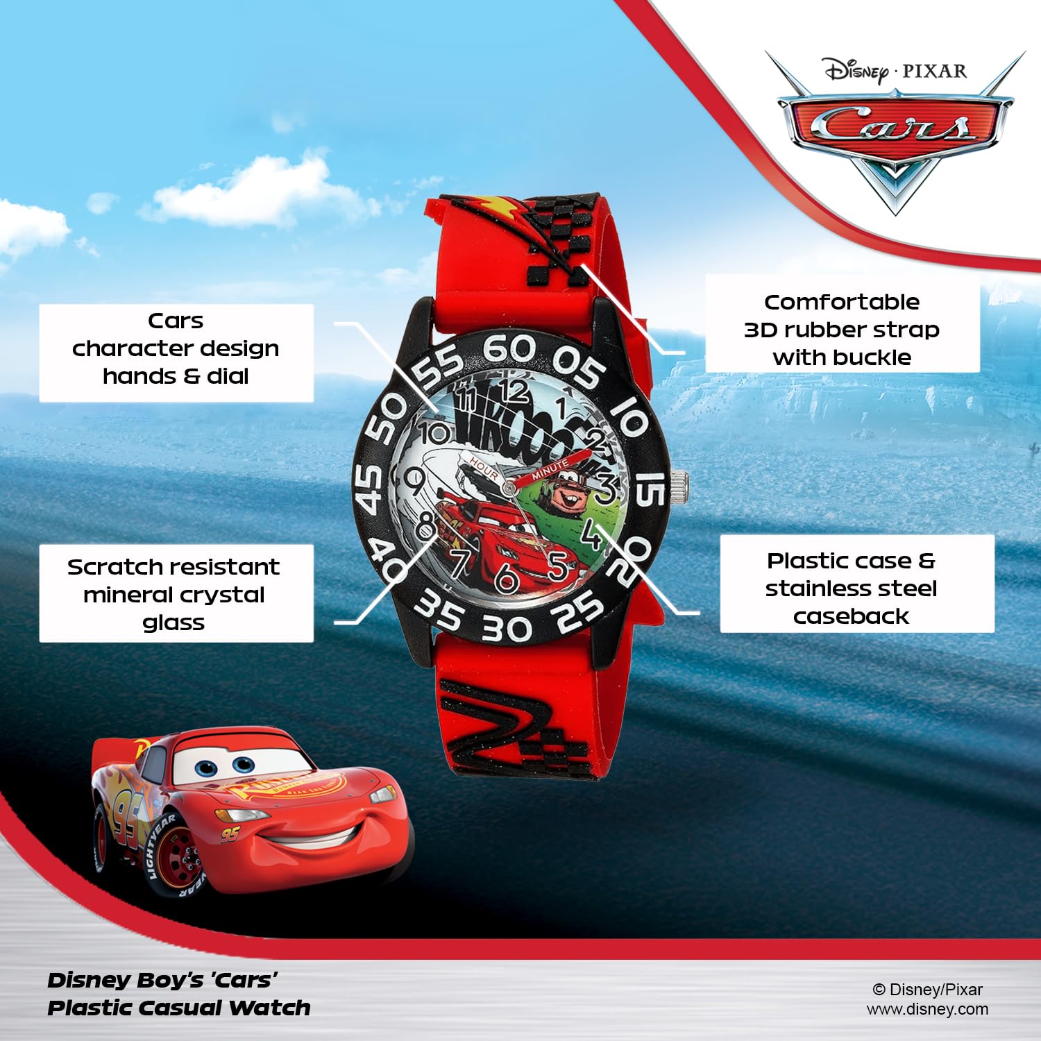 Disney Disney Cars Kids Plastic Time Teacher Analog Quartz 3D Strap Watch for Boys and Girls - View 2 of 6