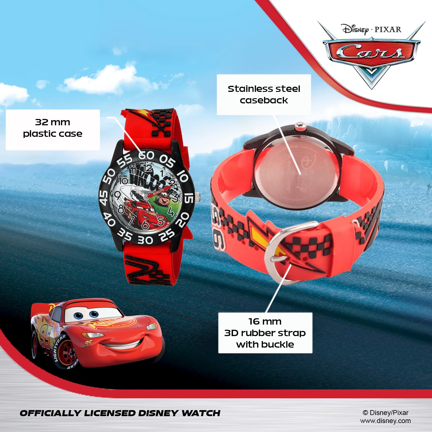 Disney Disney Cars Kids Plastic Time Teacher Analog Quartz 3D Strap Watch for Boys and Girls - View 3 of 6