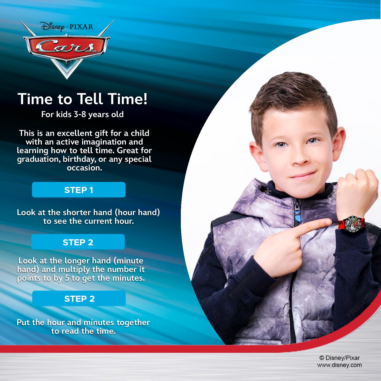 Disney Disney Cars Kids Plastic Time Teacher Analog Quartz 3D Strap Watch for Boys and Girls - View 5 of 6