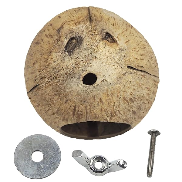 OMEM OMEM Bird Coconut House and Hamster House with Bamboo Fixing for Birdcages and Hamster Cages Large Size - View 3 of 8