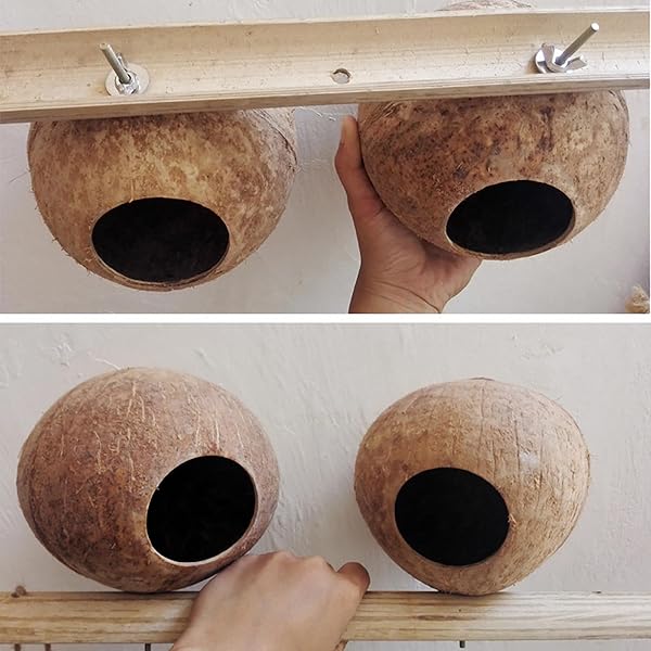 OMEM OMEM Bird Coconut House and Hamster House with Bamboo Fixing for Birdcages and Hamster Cages Large Size - View 4 of 8