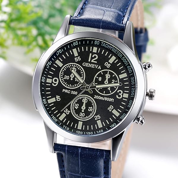 JewelryWe JewelryWe Business Casual Men's Quartz Wrist Watch with Leather Strap for Stylish Everyday Wear - View 3 of 7