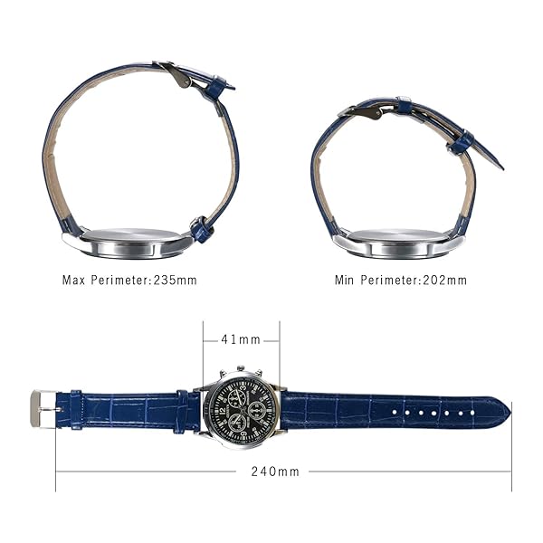 JewelryWe JewelryWe Business Casual Men's Quartz Wrist Watch with Leather Strap for Stylish Everyday Wear - View 5 of 7