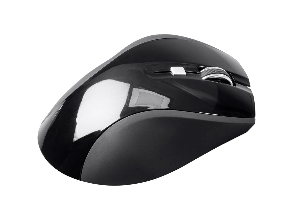 Monoprice Select Wireless Ergonomic Mouse with Two Additional Buttons for Work Home Office Computers Black Workstream Collection