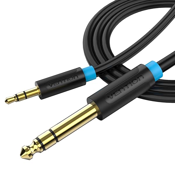 VENTION "Vention 1/8" to 1/4" Male Stereo Cable - 3.5mm TRS to 6.35mm Audio Cable for Guitar, Laptop & Home Theater (10ft)"