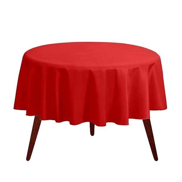 Gee Di Moda Gee Di Moda 90-Inch Red Round Tablecloth - Heavy Duty, Washable for Buffets, Weddings & Parties