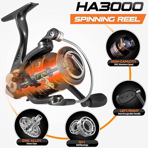 PLUSINNO PLUSINNO Telescopic Fishing Rod and Reel Combo Full Kit Carbon Fiber Fishing Pole with 12 Shielded Bearings Stainless Steel Spinning Reel - View 4 of 7