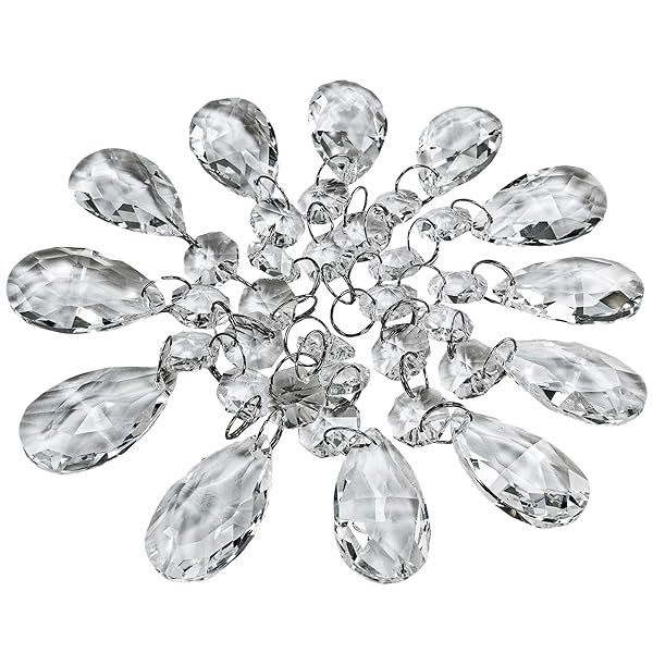 Supla "Supla 24 Pcs Teardrop Crystal Pendants for Chandeliers & Suncatchers - 1.5" Glass Beads"