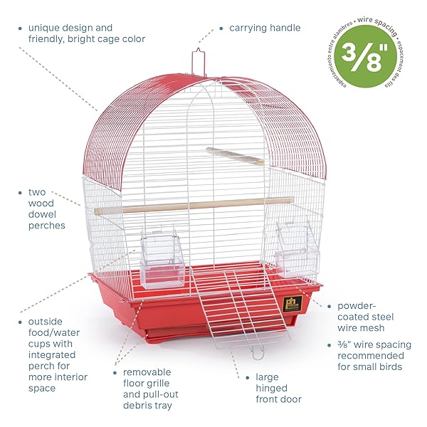 PH Prevue Hendryx Prevue Pet Products South Beach Dome Top Bird Cage Coral Stylish and Spacious Home for Your Feathered Friends - View 2 of 9