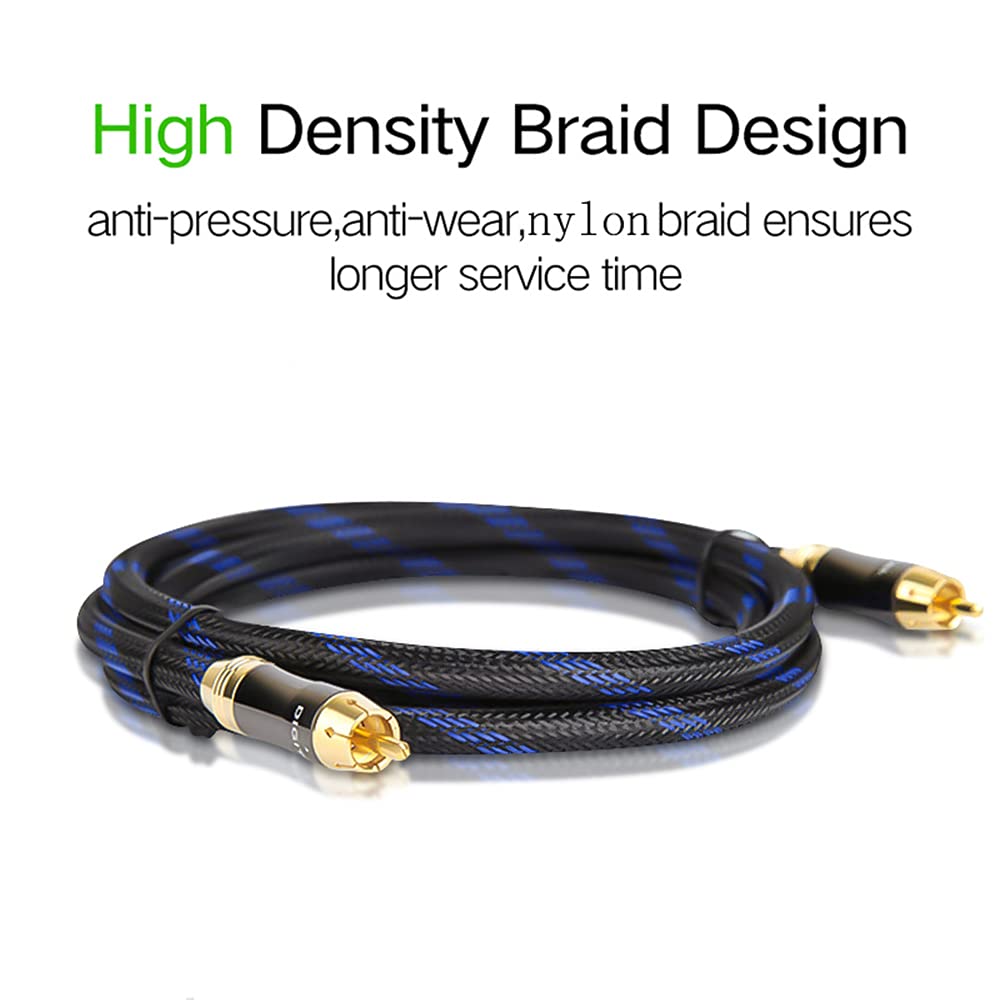 KUYIOHIFI Dual Shielded 15 Feet RCA Male to RCA Male Subwoofer Cable OD 8.0mm for High Quality Audio Connection - View 4 of 7