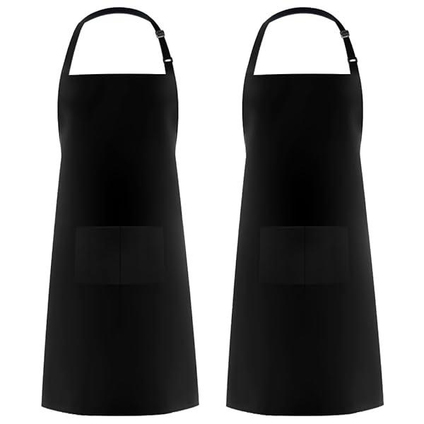 Syntus Buy Syntus 2 Pack Adjustable Bib Aprons - Waterdrop Resistant with 2 Pockets for Men & Women Chefs - Black Kitchen Aprons