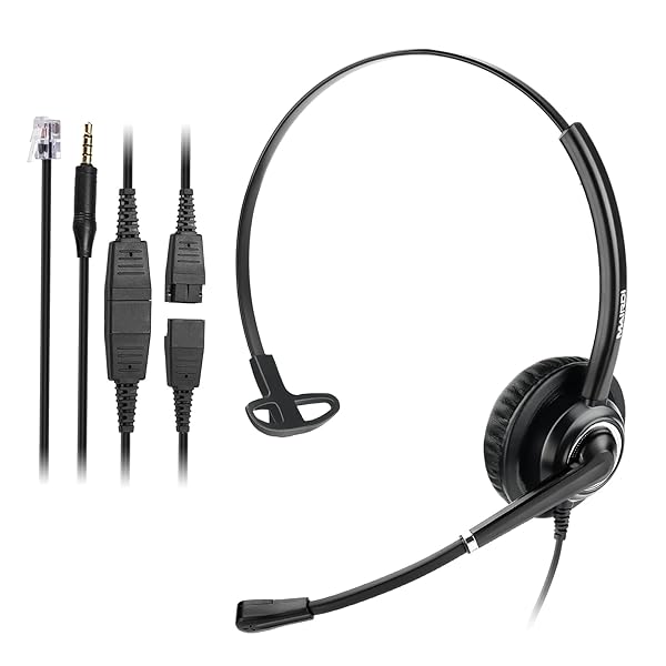 MAIRDI MAIRDI Telephone Headset RJ9 & 3.5mm for Landline, PC, Cisco Phones - Ideal Office Headset with Microphone for Call Centers - View 2 of 8