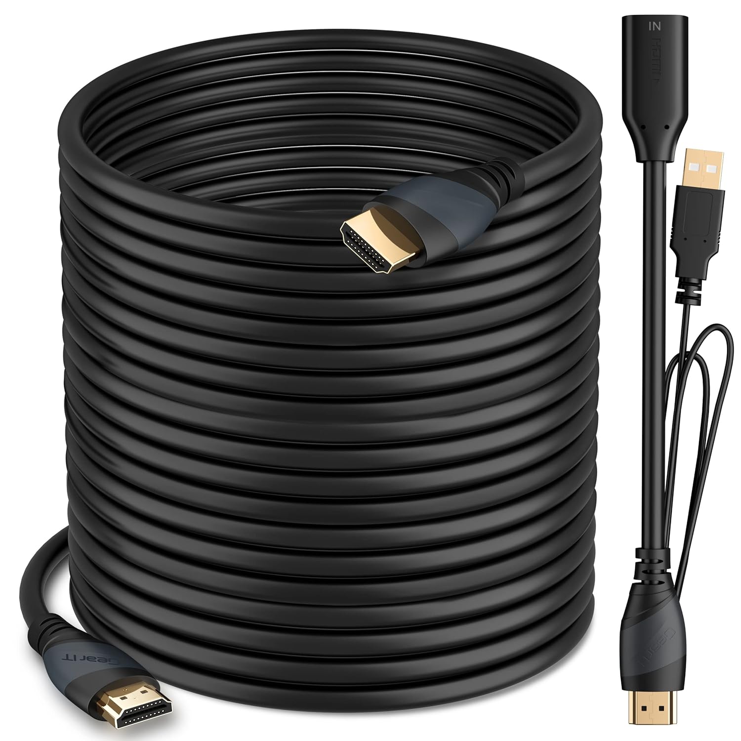GEARit High Speed 100 Feet HDMI Cable 4K GearIT CL3 Rated with Signal Booster for Xbox PS3 PS4 PS5 TV Monitor HDTV 3D Ethernet Video