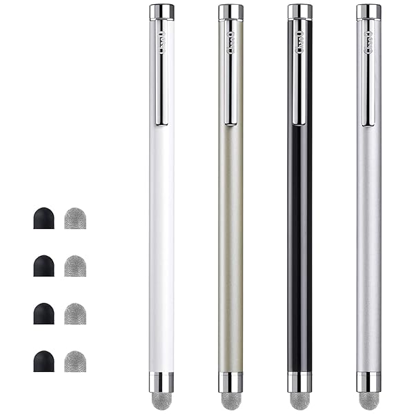 ChaoQ ChaoQ 4 Pcs Stylus Pens for Touch Screens - Replaceable Mesh & Rubber Tips in Silver, Black, White, Champagne