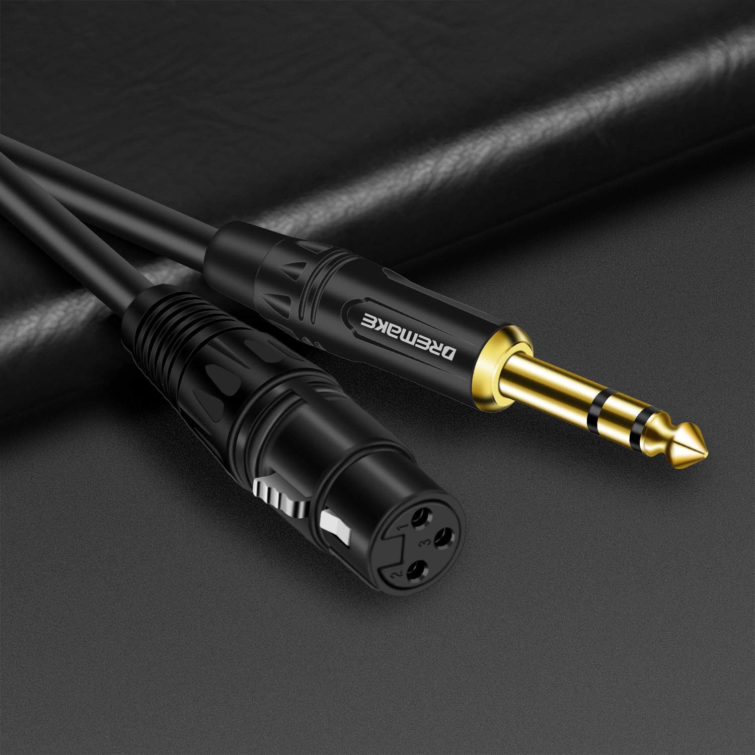 DREMAKE DREMAKE 6 Foot TRS to XLR Female Mic Cable for Amplifier and Speakers Black - View 3 of 7