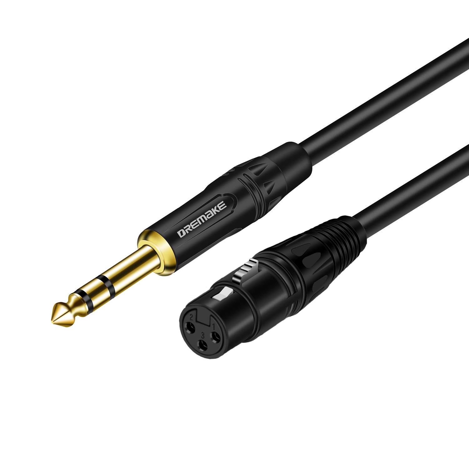 DREMAKE 6 Foot TRS to XLR Female Mic Cable for Amplifier and Speakers Black